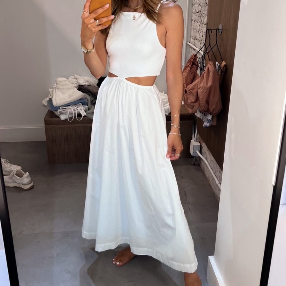 White Halter Abercrombie and Fitch Midi Dress with side cut outs